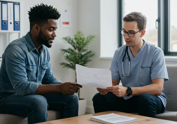 Person consulting a mental health professional for ADHD