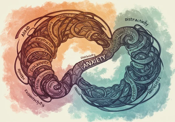 จิตใจที่พันกันแสดงวงจรการเกิดร่วมกันของ ADHD และความวิตกกังวล