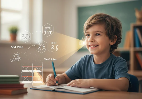 Child learning with school ADHD accommodations and support