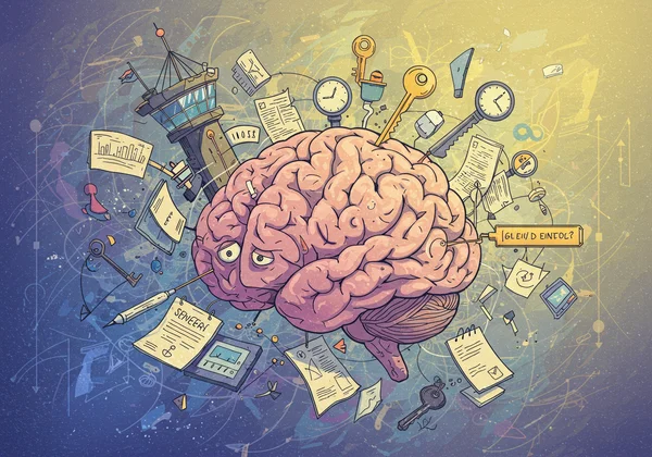 Abstract of an overwhelmed brain struggling with executive function