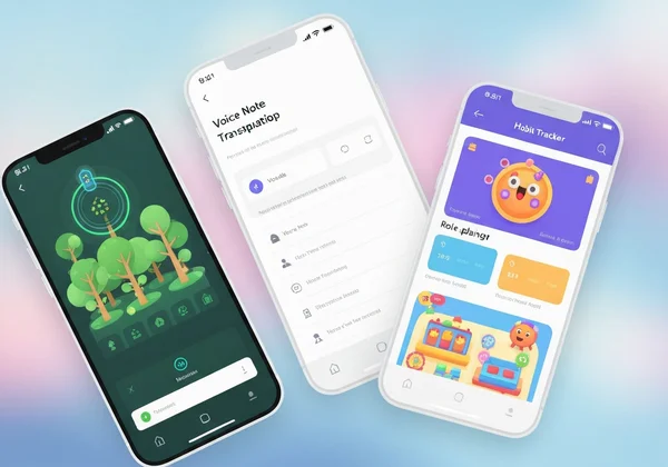 Various focus and habit tracking apps on smartphone screens.