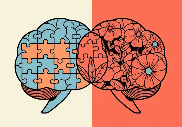 Abstract illustration of overlapping ADHD and Autism traits
