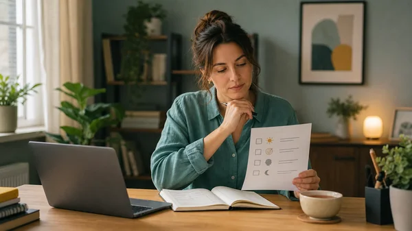 Adult reviewing an ADHD self-check